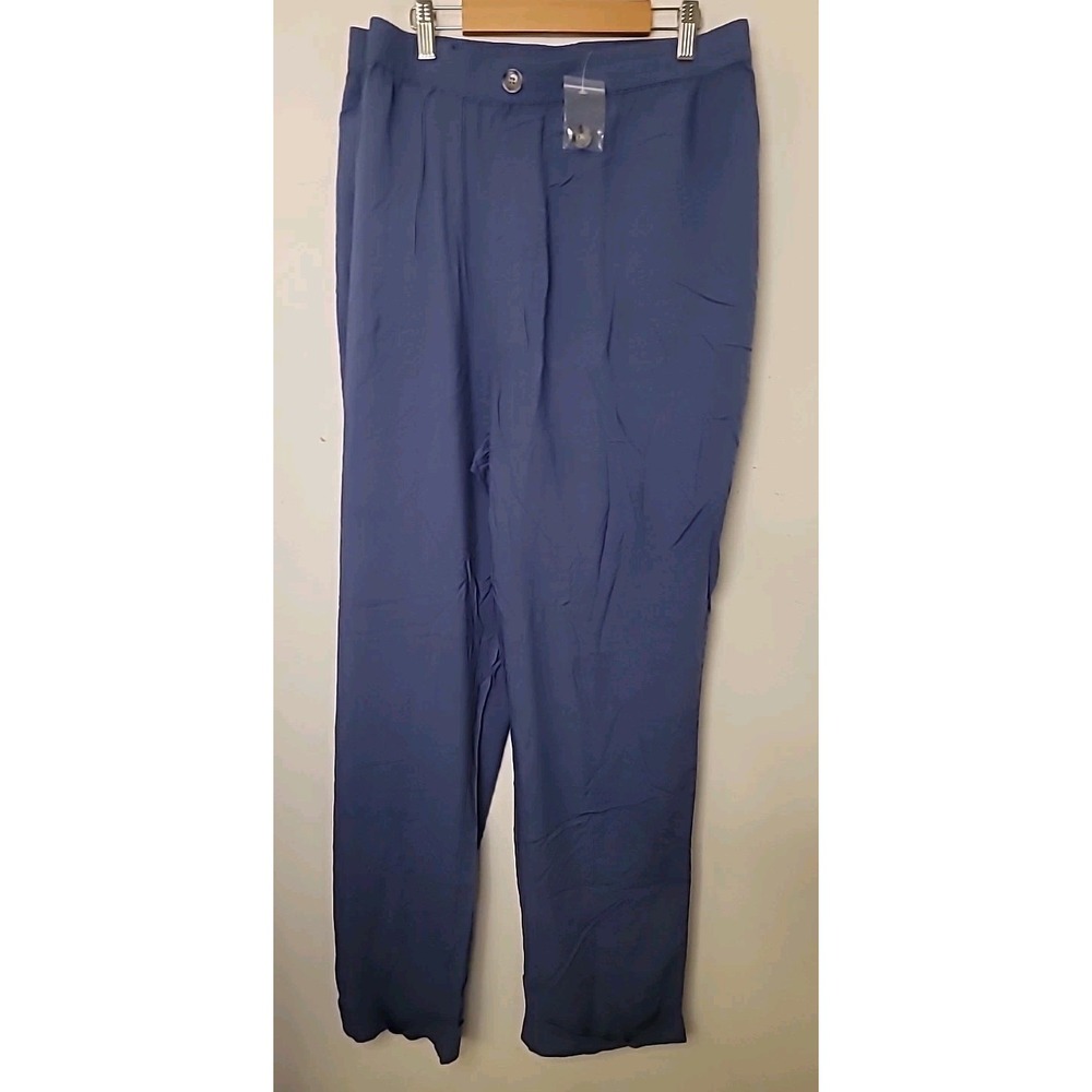 Denim & Co Naturals 2X Pants 100% Viscose with Pockets Dusty Blue NWOT‎ 44x29